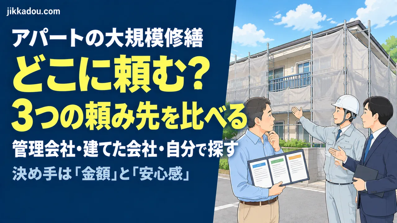アパートの大規模修繕、どこに頼む？——3つの頼み先を比べる